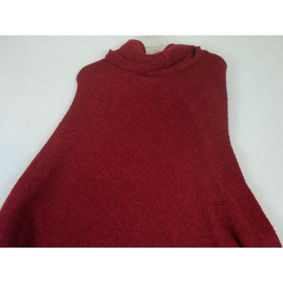 Chicos Shaw Womens OS Maroon Sweater Fringe Textured Knit Scarf Metallic Thread - Picture 11 of 12